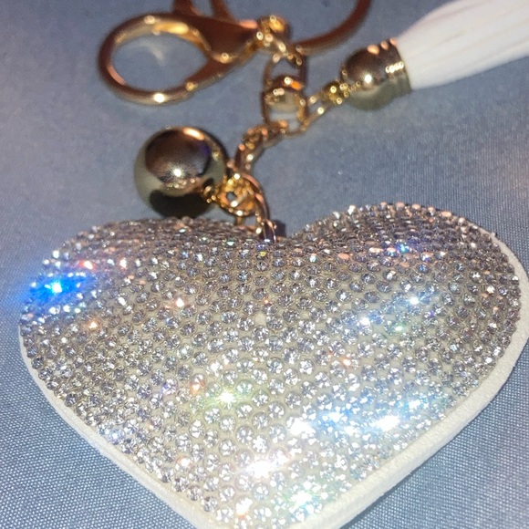 Sparkling Heart Keychain with Tassel - Picture 2 of 4